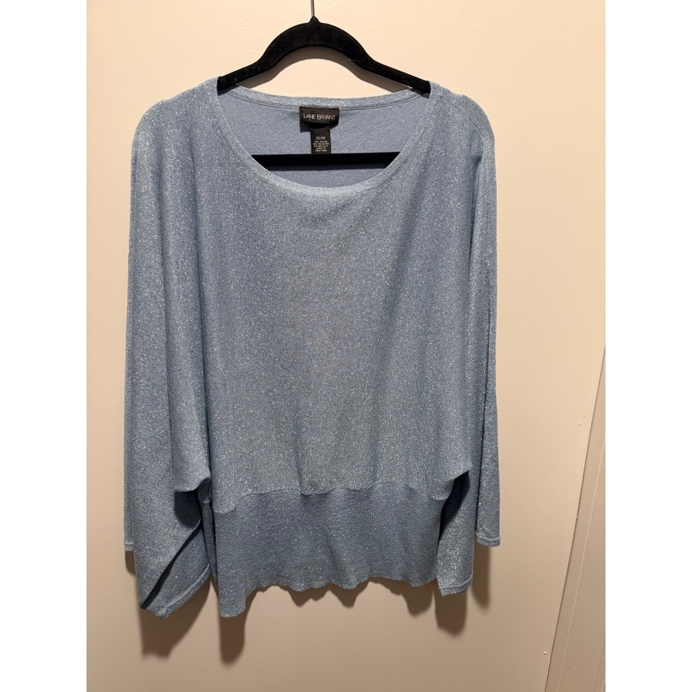 Lane Bryant Women's Dusty Blue Sparkle Dolman Sleeve Top Plus Size‎ 22 24